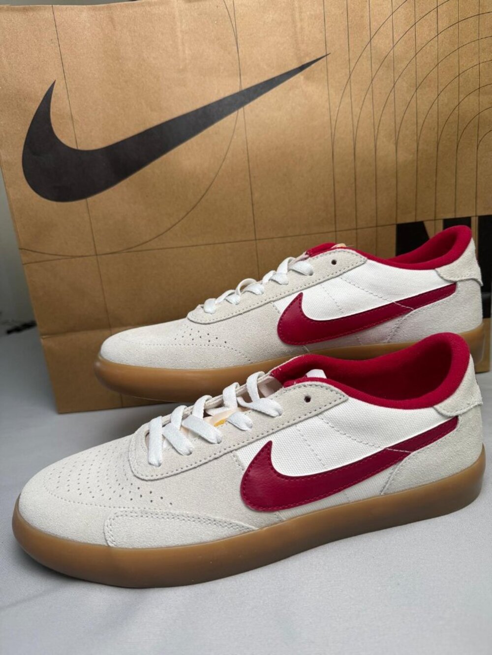 Nike SB Heritage Vulc Men’s 8 White Red Gum‎ Skate Shoes NWOB